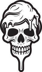 Frosty Fusion Ice Cream Cone Skull Vector Gelato Grin Black Logo Design with Skull Cone