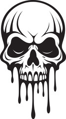 Liquefied Legacy Slime Dripping Skull Icon Shadowy Slop Black Slime Logo with Melting Skull