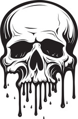 Obsidian Ooze Vector Slime with Black Skull Dystopian Drip Melting Slime Skull Icon