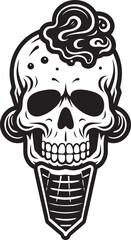 Cone of Chills Ice Cream Shaped Skull Emblem Frozen Fright Vector Skull in Ice Cream Cone