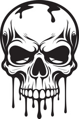 Viscous Vanquish Black Slime Logo Vector Ebon Exudate Melting Skull in Slime Design