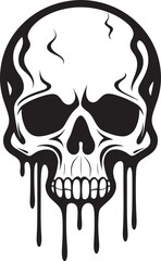 Obsidian Ooze Melting Slime Skull Icon Design Dystopian Drip Black Slime Logo with Skull