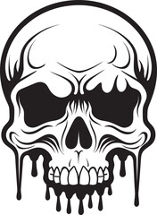 Eerie Emanation Melting Skull in Slime Emblem Sinister Seepage Vector Skull with Black Slime