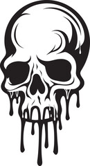 Viscous Vanquish Melting Skull Slime Vector Ebon Exudate Black Logo Design with Slime Skull
