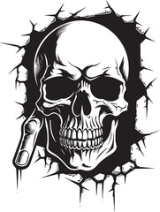 Wallflower Wraith Black Skull Vector in Cracked Wall Phantom Portal Cracked Wall Skull Emblem Design