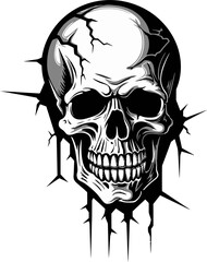 Cryptic Canyon Peeping Skull from Cracked Wall Vector Phantom Fissure Black Logo with Skull in Wall