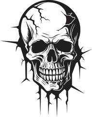 Phantom Fissure Black Logo with Skull in Wall Mystic Masonry Cracked Wall Skull Icon Design