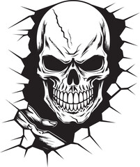 Abyssal Alcove Black Skull Peeking from Cracked Wall Mystic Masonry Cracked Wall Skull Icon
