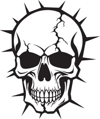 Mystic Masonry Cracked Wall Skull Icon Whispering Wall Vector Logo with Skull in Wall Crack