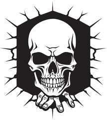 Whispering Wall Vector Logo with Skull in Wall Crack Nebula Nook Black Skull in Cracked Wall Emblem