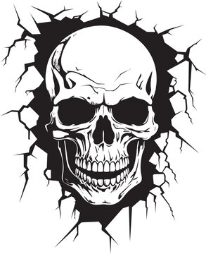 Phantom Fissure Wall Inspired Skull Vector Stealthy Specter Cracked Wall Skull Emblem