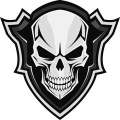 Cryptic Citadel Black Logo with Skull Shield Lethal Guardian Skull Shield Icon Design