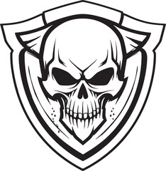Skull Bastion Shield Vector with Black Skull Ebony Rampart Black Shield Emblem with Skull