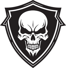 Defenders Icon Skull Shield Icon Vector Dark Guardian Vector Shield with Black Skull