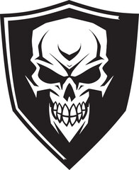 Cryptic Citadel Skull Shield Vector Insignia Phantom Sentinel Black Logo with Shield Design