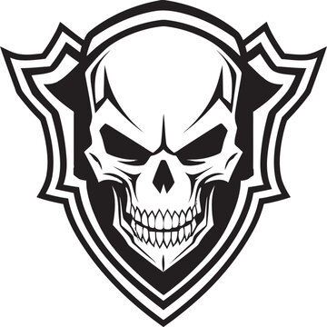 Lethal Guardian Skull Shield Icon Design Dark Defender Vector Skull Shield Emblem