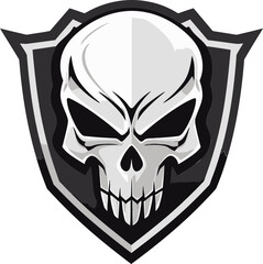 Dark Defender Vector Skull Shield Emblem Sentinel Sanctuary Black Shield Logo with Skull