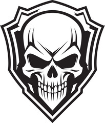 Skull Bastion Shield Vector with Black Skull Ebony Rampart Black Shield Emblem with Skull