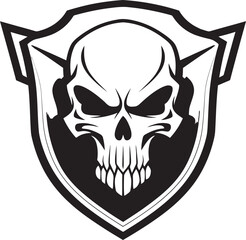 Shadow Sentinel Black Shield Icon with Skull Guardian Grin Vector Skull Shield Insignia
