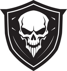 Ebony Rampart Black Shield Emblem with Skull Phantom Bulwark Shield Shaped Skull Vector