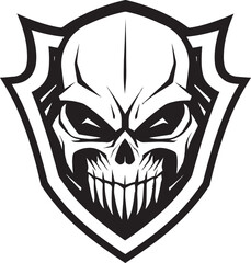 Lethal Guardian Black Logo with Skull Shield Shadow Protector Skull Shield Icon Design
