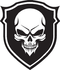Guardian Grin Skull Emblem in Shield Design Shadow Protector Vector Skull Shield Icon