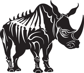 Dynamic Simplicity Black Rhino Vector Emblem Wild Essence Rhino Skeleton in Black