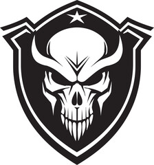Shadow Protector Vector Skull Shield Icon Defiant Deflector Black Logo with Skull Shield