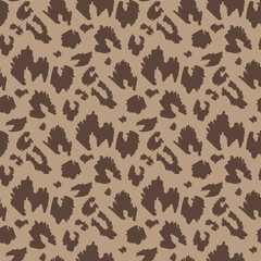 dark brown animalistic pattern on beige background. Vector image.