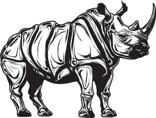 Sleek Rhino Black Vector Logo Concept Abstract Power Rhino Skeleton in Black