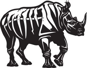 Contours of Power Black Rhino Vector Icon Daring Lines Rhino Skeleton Black Vector Design