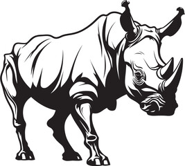 Timeless Structure Rhino Skeleton Logo in Black Dynamic Lines Black Rhino Vector Concept