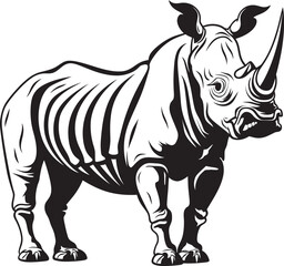 Rugged Grace Black Rhino Icon in Vector Timeless Structure Rhino Skeleton Logo in Black