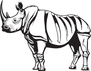 Dynamic Lines Black Rhino Vector Concept Mystique in Bones Rhino Skeleton in Black