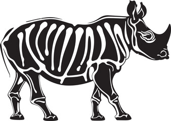 Abstract Dominance Rhino Skeleton in Black Fluid Vigor Black Rhino Vector Symbol