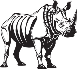 Iconic Resilience Rhino Skeleton Black Concept Powerful Essence Black Rhino Vector Design