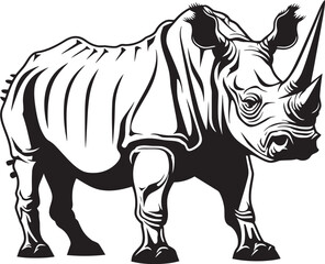 Fluid Vigor Black Rhino Vector Symbol Iconic Resilience Rhino Skeleton Black Concept
