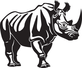 Sleek Strength Rhino Skeleton Icon in Black Symbolic Elegance Black Rhino Vector Concept