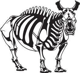 Powerful Essence Black Rhino Vector Design Intricate Prowess Rhino Skeleton in Black