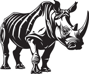 Elegance Unleashed Rhino Skeleton in Black Dynamic Strokes Black Rhino Vector Logo