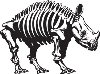 Dynamic Strokes Black Rhino Vector Logo Iconic Lines Rhino Skeleton Black Vector