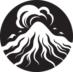 Pyro Peaks Volcano in Bold Black Vector Lava Legacy Black Logo for Volcanic Majesty