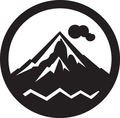 Epic Ember Volcano Mountain in Black Vector Design Volcanic Vortex Black Icon for Mountain Majesty