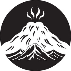 Lava Lines Volcano Mountain in Striking Black Vector Molten Marvel Black Logo for Volcanic Majesty