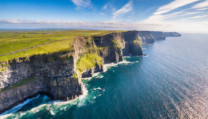 Panoramic bird's-eye view of the Cliffs of Moher