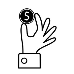 icon of hand holding money coin.business profit concept icon
