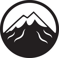 Volcanic Verve Mountain Eruption in Black Icon Inferno Peaks Black Vector Logo for Volcano Majesty