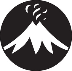 Majestic Fury Volcano Mountain Black Vector Emblem Dynamic Peaks Black Vector Logo for Volcanic Majesty