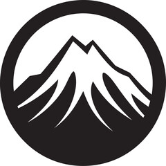 Volcanic Vigor Mountain Eruption in Black Icon Inferno Ascent Black Vector Logo for Volcano Summit