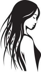 Silhouette of Serenity Black Vector Willow Woman Logo Blossoming Grace Willow Tree Forming Woman in Black